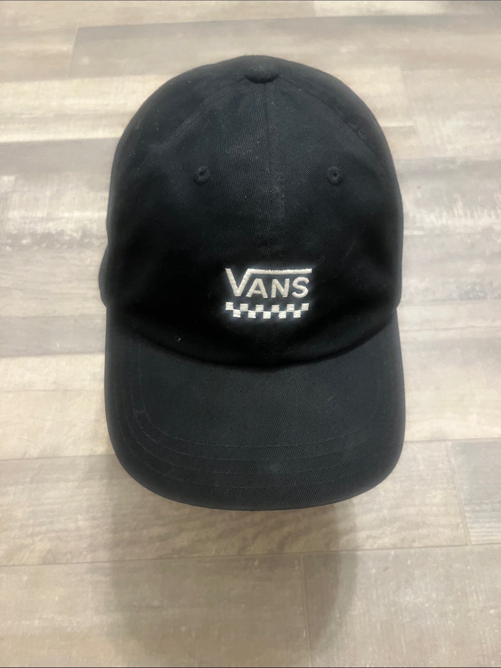 Vans Black Cap with White Logo and Checkerboard